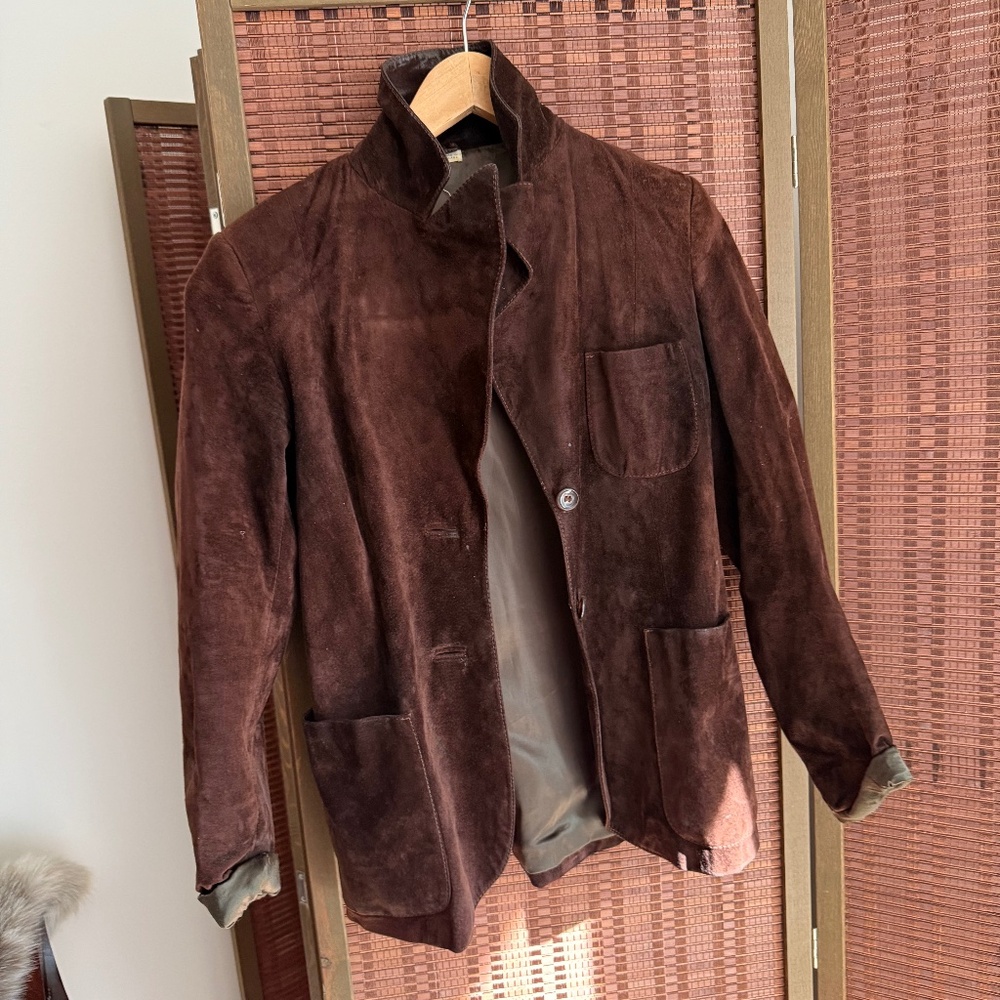 Chocolate Suede Leather Blazer